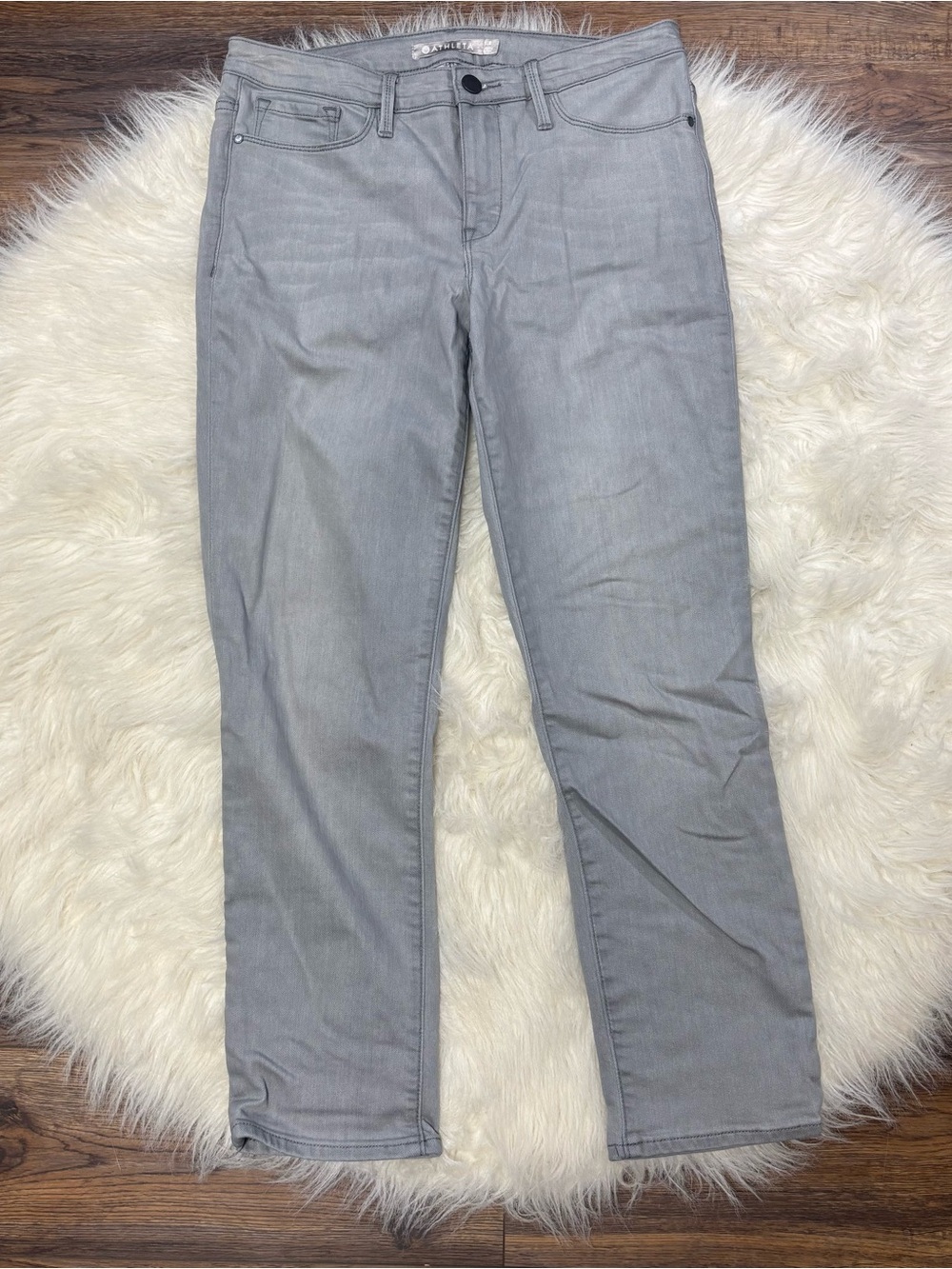 Athleta Sculptek Grey High-Rise Stretchy Skinny Ankle Length Jeans size Women 8